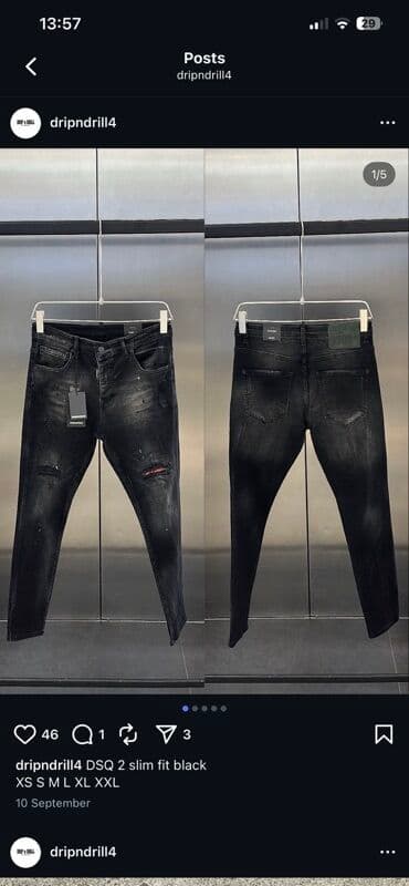 Jeans: - DSQ2 Slim Fit farmerke, crne boje. Uski kroj, blago izbledeli efekat — 1
