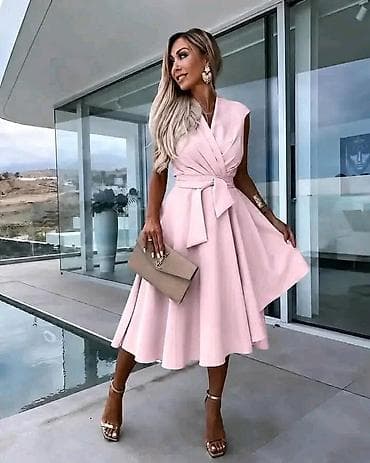 realno majce: Elegantna midi haljina s pojasom - Kroj: ženstvena A-linija sa širkom — 3