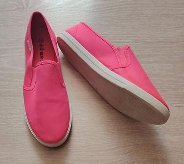 turska obuca: Ženske platnene slip-on patike Diferente. - Boja: jarko pink/neon — 2