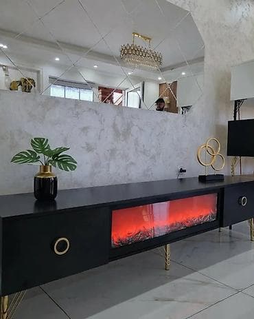 ikea ormarići i komode: TV komoda sa ugrađenim električnim kaminom i LED ambijentalnim — 9