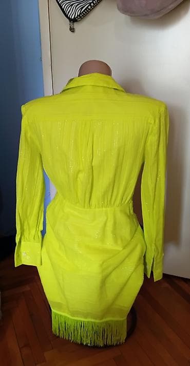 ploom u leskovac: Neon zelena haljina košulja-kroja sa resama – River Island m do l moze — 4