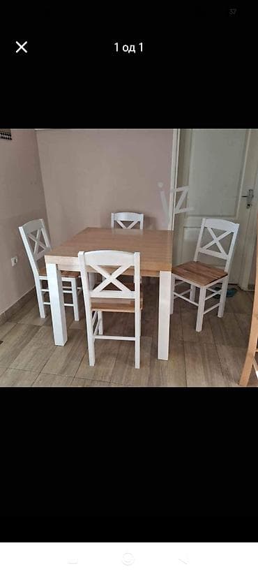 ikea komode sa staklom: Trpezarijski set – sto i 4 stolice - Dizajn: skandinavski/rustični — 1