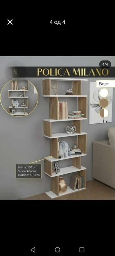 Ormari: Polica MILANO – moderan vertikalni regalski sistem sa stepenastim — 4