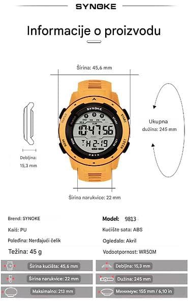 esprit satovi: Opis Digitalni mehanizam visokog kvaliteta: SYNOKE muški sat ima — 3