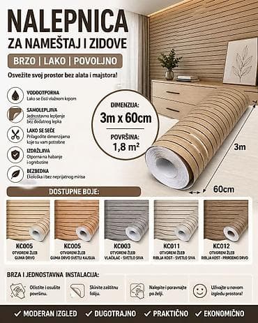 Kuća i bašta: 2300din rolna 3m x 60cm 🔥 MODERNE 3D NALEPNICE ZA ZID – HIT — 2