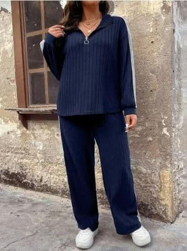 velike majice i trenerke za punije od xl do 8xl: Dvodelni ženski komplet trenerke, rebrasti duks sa rajsferšlusom i — 2