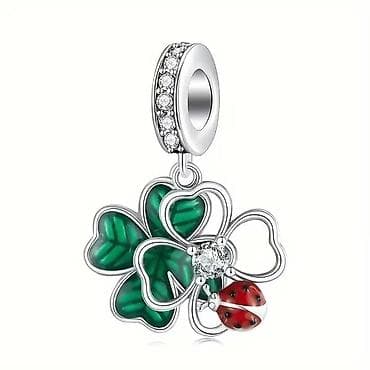 tiffany torbice cena: Privjesak za narukvicu/ogrlicu – Detaljni šarm djeteline s bubamarom — 1