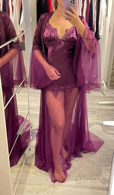 armani odeca: Elegantni ženski set za spavanje/kućnu eleganciju – duga haljina sa — 2