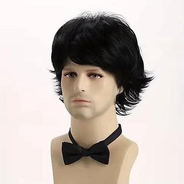 svetlo braon kosa: Muška perika – srednja dužina, slojeviti “shag/mullet” stil - — 4