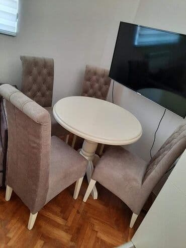 trpezarijski sto 80x80: Ovi okrugli fi 80 fi 90 fi 100,fiksni 150e beli,150e u braon natur — 3