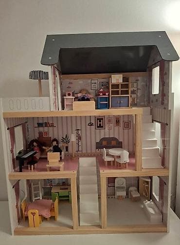 vans patike za decu: Drvena kućica za lutke – višespratna, kompletno opremljena - — 1