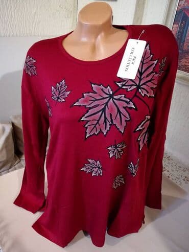 c a tunike: 3XL (EU 46), Viscose, Floral, Single-colored, color - Burgundy — 1