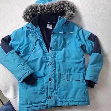 drvena kuhinja za decu: Dečija zimska jakna Okadi (Okaïdi), tirkizno-plava sa tamnoplavim — 1