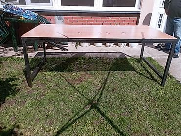 Furniture: METALNI STO NA PRODAJU dva metalna stola sa medijapanom 3cm — 1