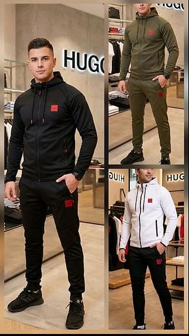 tech fleece materijal: Trenerka Hugo Boss, bоја - Crna — 1