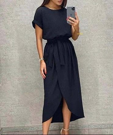 ugg crne kratke: Ženska midi haljina sa pojasom – više boja - Kroj: ravna silueta sa — 4