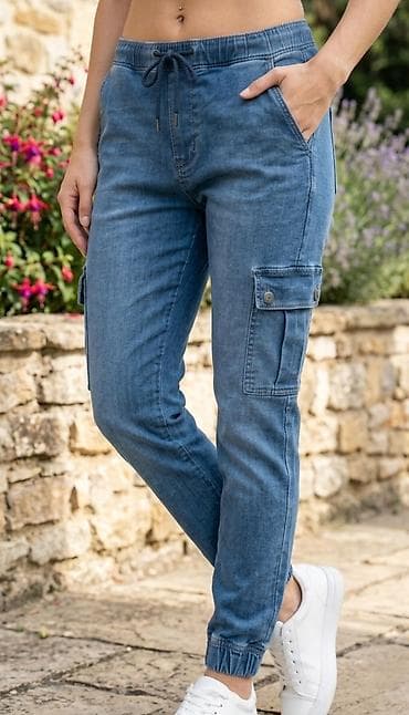 Ženske cargo džogers farmerke - Materijal: lagani teksas sa dodatkom