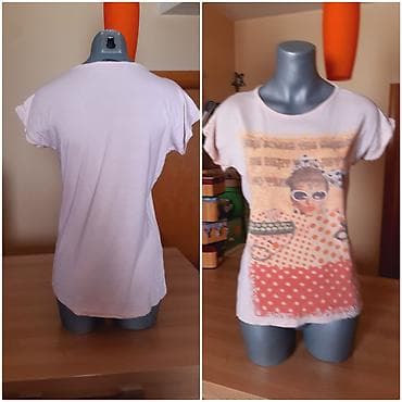 Muška odeća: Ženska majica kratkih rukava, svetloružičasta, sa printom u — 2