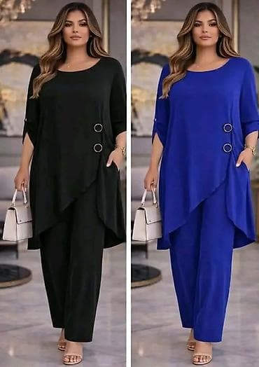 leprsave suknje: Elegantna dvodelna ženska komplet-za punije dame/odelo sa asimetričnom — 1