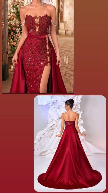 L, color - Burgundy, Evening, Without sleeves — 2