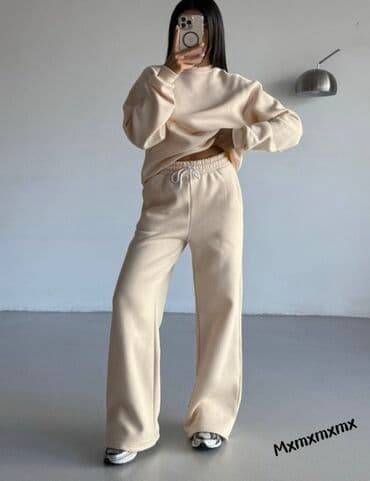 suskavac komplet: 🔥Ženski komplet trenerke – dukserica + donji deo sa širokim nogavicama — 3