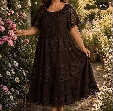 svetlo plava haljina: Haljina od čipke siroka sa kratkim rukavima. - Stil: romantična boho — 5