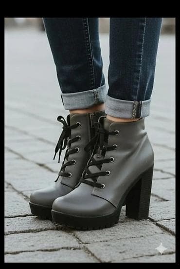 Ženske čizme na pertlanje sa visokom potpeticom - Model: anketa čizma