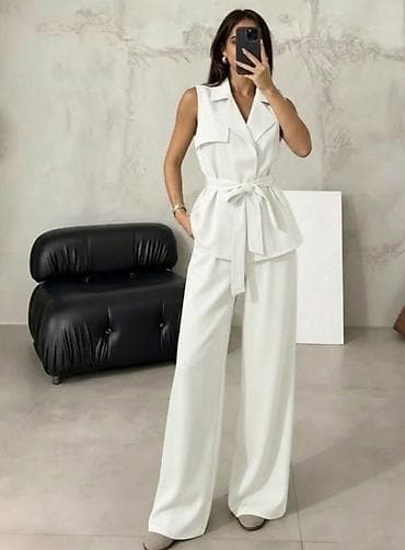 Overalls: Komplet bez rukava elegantan sako prsluk + široke pantalone. Kroj — 1