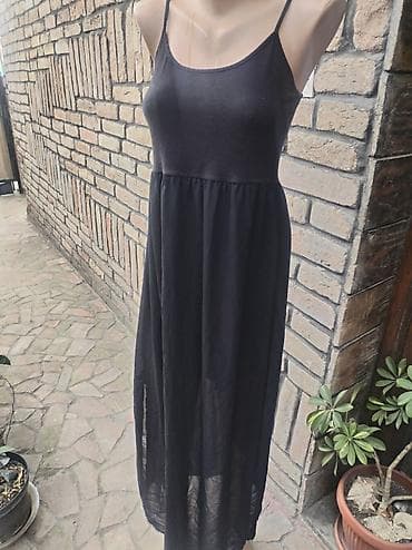 the north face xl: Crna letnja haljina – veličina L - Model: duga/midi slip haljina sa — 1