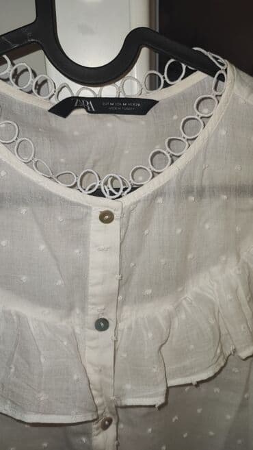 h: Zara, M (EU 38), Cotton, color - White — 2
