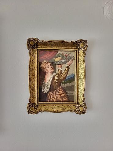 kutija za snalice: Umetnička tapiserija u zlatnom dekorativnom ramu - Ručno rađena — 1