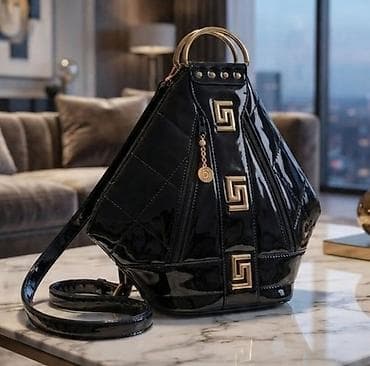 liu jo darina s: Luksuzna ženska torba od crne lakovane eko-kože sa geometrijskim — 1