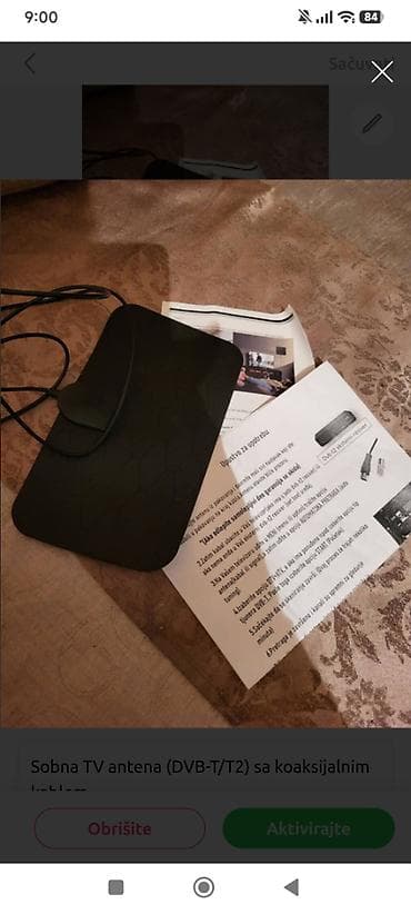 jysk postolje za laptop: Sobna TV antena za digitalni prijem (DVB‑T/T2) sa koaksijalnim kablom — 1