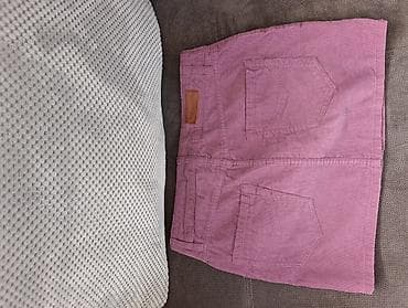 Venčanice i aksesoari: Ružičasta ženska mini suknja od somota (rebrasti štof) - Materijal — 2