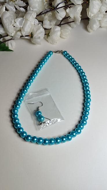 Set nakita – tirkizne perle - Ogrlica od glatkih, sjajnih tirkiznih — 1