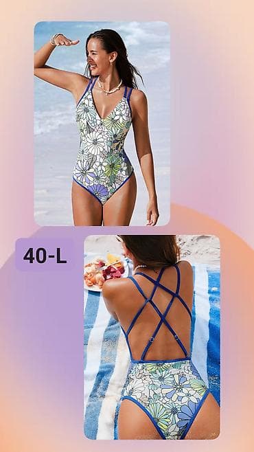 Jednodelni kupaći kostim – veličina 40 (L) - Print: cvetni dezen u