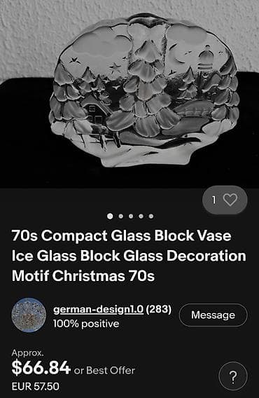 ornament staklo: Vaza Walther staklo Nemacka iz 70ih.godina. Blockvase,pun rad — 4