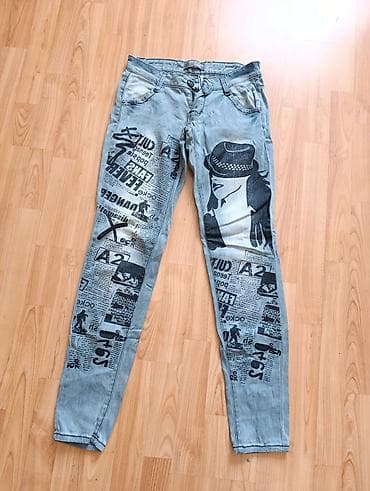 Teksas pantalone sa printom – uski kroj - Materijal: lagani denim u — 1