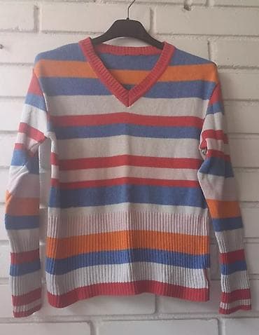 Džemper sa prugama, V-izrez - Model: ženski/damski džemper sa