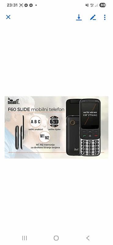 Mobilni telefon F60 SLIDE 2.8 ekran ( 7.1 cm ), Dual SIM 7500 RSD