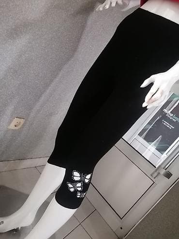 helanke nike pro: Ženske crne 3/4 helanke sa dekorativnim leptirima - Dužina do ispod — 1