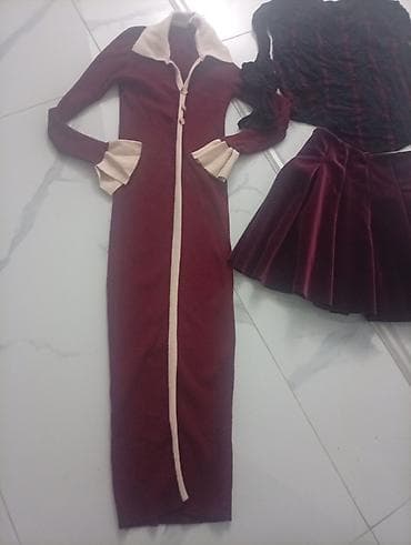 sweatshirt h: Komplet bordo odeće – tri komada - Duga uska haljina do članaka u — 3