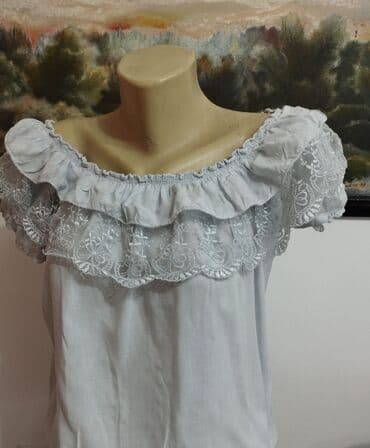 M, Pamuk, Vez, Jednobojni, bоја - Svetloplava