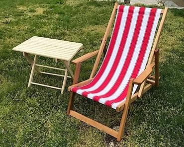 forma ideale komode za hodnik: Drvene ležaljke na sklapanje sa platnenim sedalnim delom - — 5