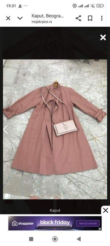 kaputi sa ruskom kragnom: Ženski kaput/trenč u prljavo‑roze (dusty pink) boji. - Kroj — 3