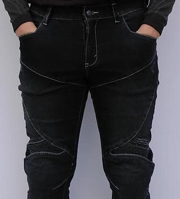 Farmerke: Muške crne farmerke – moto/urban stil - Kroj: slim/straight sa — 10