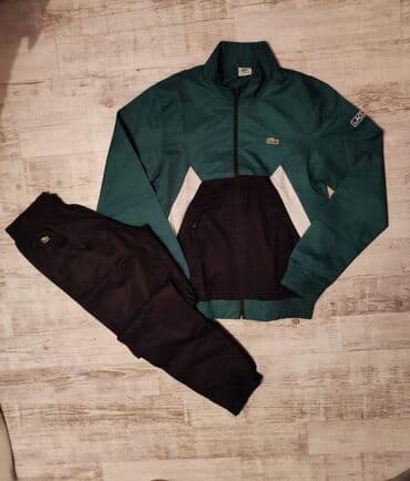 crno beli tech fleece: Komplet, S (EU 48), Lacoste, bоја - Maslinasto zelena, Mikrofiber — 1