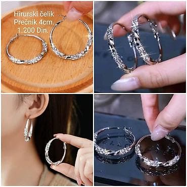 swarovski nakit: Elegantne minđuše alke – hirurški čelik - Materijal: hirurški čelik — 2