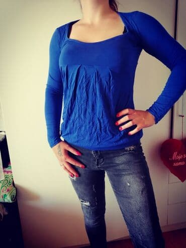 krem pantalone i bela kosulja: 9Fashion Woman, S, M, L, Cotton, Single-colored, color - Light blue — 1