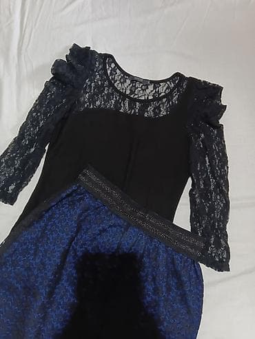 hm bluze: Elegantna ženska kombinacija: crna čipkana bluza + suknja u — 1